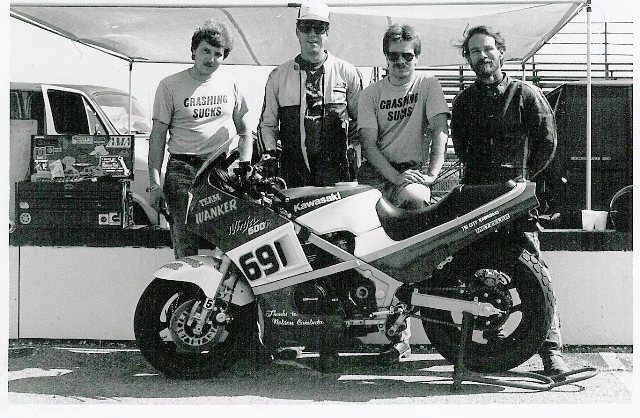 Team Wanker - 1985 Here's a shot of Team Wanker in 1986. For years Wanker was one fo the top WERA National Endurance teams. (Larry Lawrence photo)