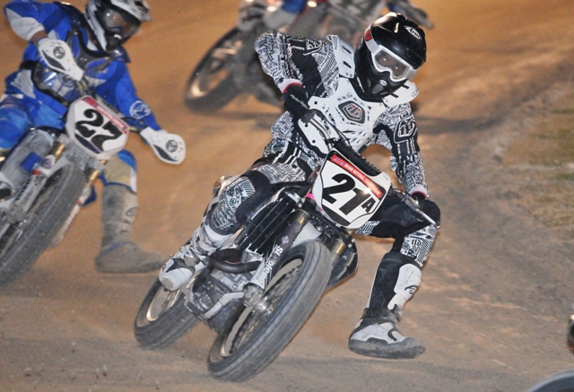 Lewis, Johnny Johnny Lewis (21A) at the Daytona Short track National this year leading Robbie Pearson (27) and Brandon Robinson (44). This must have been a jinxed photo since unfortunatley all three riders are out with injury this season. (Larry Lawrence photo)