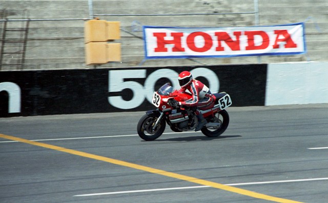 McQuade, Mark A very brave Mark McQuade was one of the riders who turned off their brain and road raced motorcycles at Rockingham. (Larry Lawrence photo)