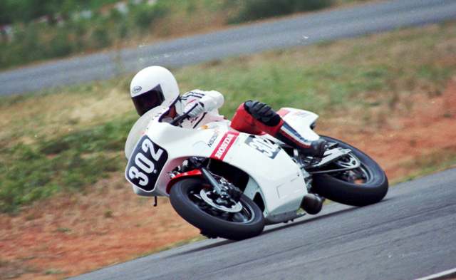 Roos, Cam-1986 Cam Roos as a WERA Novice in 1986 at Talladega Grand Prix. (Larry Lawrence photo)