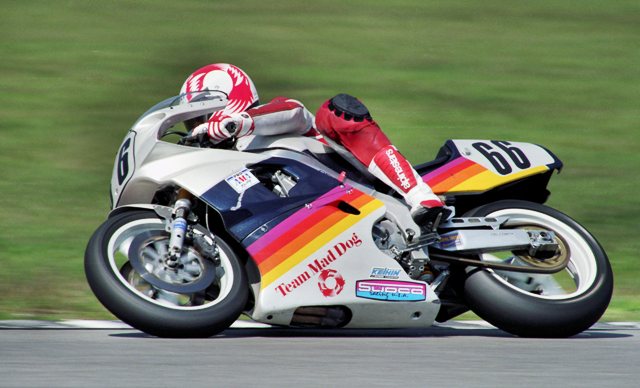 Sabin, Jim - 1990 Daytona - sm Jim Sabin on the Mad Dog Yamaha Superbike at Daytona in 1990. (Larry Lawrence photo)
