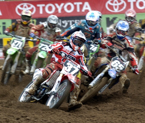 Smith, Kelly-sm 2006 Kelly Smith is known for his ability to nail holeshots. Here's proof of those skills. Smith (37) gets the jump on the AMA Motocross Lites field at Red Bud in 2006. (Larry Lawrence photo)