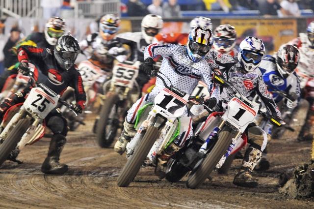 Wiles v. Johnson Henry Wiles (17) and Jake Johnson (1) battle for position during a Heat in the Springfield Short Track. (Larry Lawrence photo)