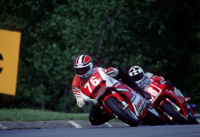 Mike Baldwin on a Bimota at the Canadian round of the World Superbike Series in 1989. (Larry Lawrence photo)