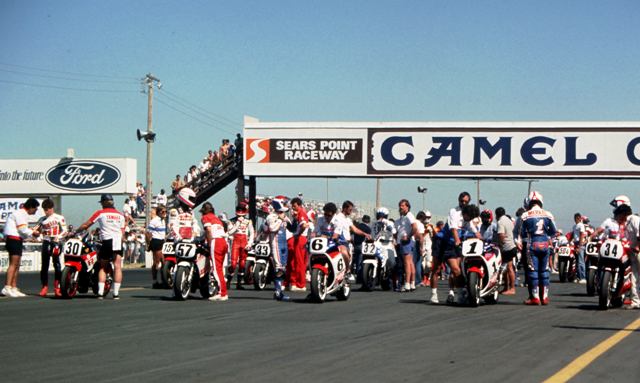 The AMA Superbike starting grid at Sears Point in 1986. (Larry Lawrence photo)