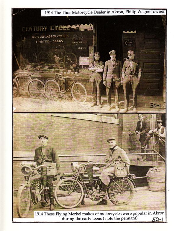 An Akron dealership and Akron motorcyclist from the 1910s. From the Jack Morris Akron Motorcycling History book.