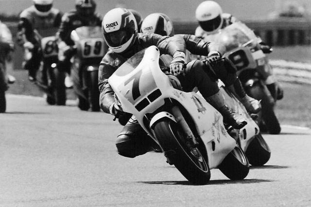 Shambaugh, Craig Craig Shambaugh leading the AMA Pro Twins GP2 race at Daytona in 1991. Shambaugh went on to win the race. (Larry Lawrence photo)