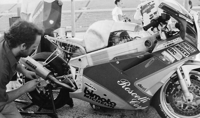 Zupan Dave Zupan works on the Human Race Team Bimota. (Larry Lawrence photo)
