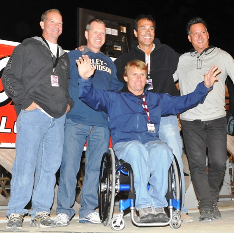 Class of '79 reunion-sm Scott Parker, Charlie Roberts, Wayne Rainey, Ronnie Jones and Tommy Duma at the Class of ’79 Reunion at the Indy Mile. (Larry Lawrence photo)