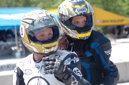 Brandi Latimer and Steve Rapp set for a two-up ride at Road America in 2006. (Photo by Bob Wonderling)