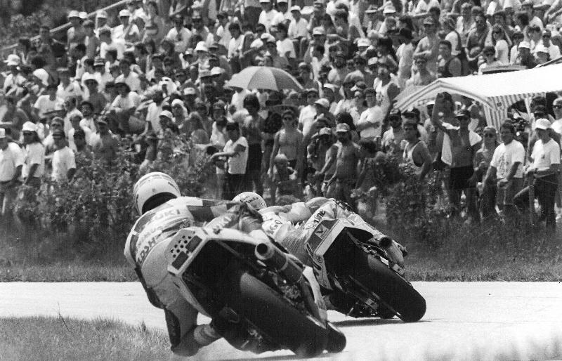 Moroso FUSA Donald Jacks (leading) and Chuck Graves in a hard-fought 1991 WERA Formula USA race in front of a big crowd at Moroso Motorsports Park in West Palm Beach, Fla. (Larry Lawrence photo)