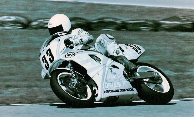 Picotte - CCS Pascal Picotte winning a CCS race at Daytona in 1990 on the Yamaha Canada OW01. (Larry Lawrence photo)