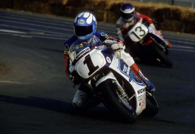 Quarterley - Team Lockhart - Memphis '87-sm Dale Quarterely on the championship winning Team Lockhart Suzuki at the Memphis round of the AMA/Motoworld Endurance Championship in August of 1987. (Larry Lawrence photo)