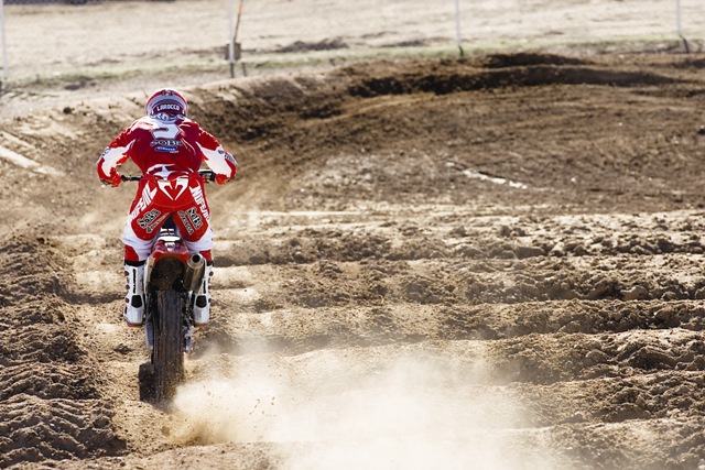 Larocco - test Mike LaRocco going through a whoop section during testing and training for the 2006 season. LaRocco was 35 year old that year and still very competitive. (Honda Press Kit photo)
