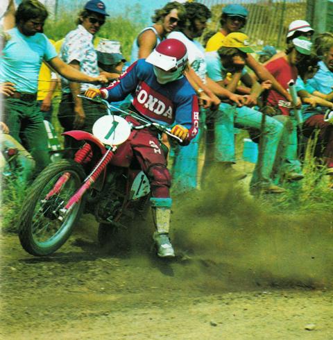 Smith, Marty Marty Smith racing the Honda RC125 in 1975. This was the dream bike of every young motocross racer of the mid-1970s. (Photo by Paul Webb/1976 AMA Media Kit)