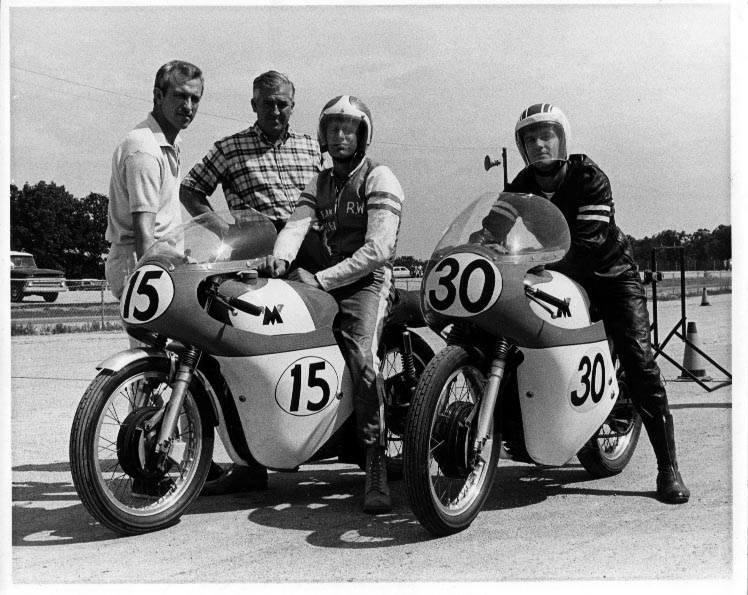 Ralph White sitting on the No. 15 Hansen Matchless. He won two road race nationals and the Springfield Mile in 1965 riding for the team. (Ralph White Collection)  