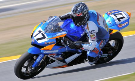 Duhamel, Miguel - 2009 Daytona 001-sm Miguel Duhamel practicing for the 2009 Daytona 200 again on a Suzuki, this time with Picotte Racing. With Miguel not on the entry list for 2010 it appears race fans witnessed the end of an era in last year’s race with Miguel’s final appearance. (Larry Lawrence photo)