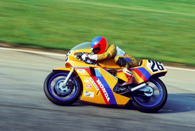Greg Esser racing his Honda at the Road Atlanta AMA 250 Grand Prix in 1987. (Larry Lawrence photo)