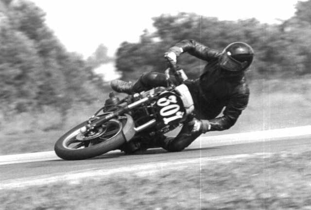 Russ Katz crashes his Kawasaki during a WERA race at Road America in the early 1980s. (Larry Lawrence photo)