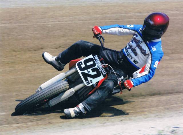 Jay Maher showing us the beginning of a lowside, flat track style. (Photo by Len Breech)