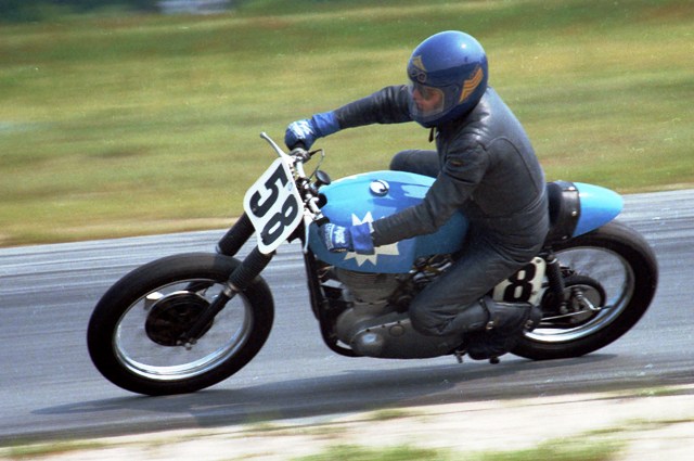 Nelson, Norman - Roebling 7-87 Norman Nelson racing his 1956 BSA Gold Star in a WERA Vintage class at Roebling Road in July of 1986. (Larry Lawrence photo)