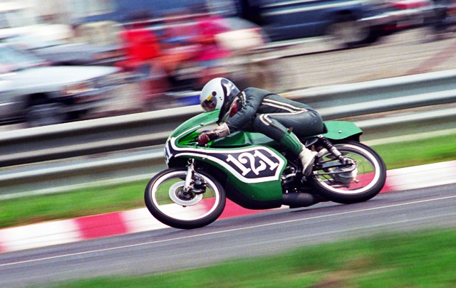 Rast, Gerald - Gateway 6-86 Gerald Rast races his cool little Honda 125 GP bike at Gateway International in June of 1986. (Larry Lawrence photo)