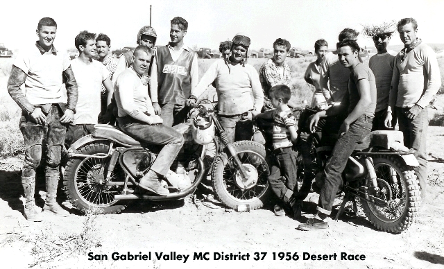 San Gabriel gang - sm The San Gabriel Gang – a group of off-road racers from the San Gabriel Valley of greater Los Angeles. John McLaughlin is the rider in the center. Holding his hand is his son Steve McLaughlin. Both are Hall of Famers. (From the Walt Axthelm Collection)