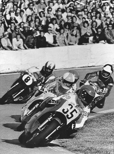 Wilvert, Hurley - Assen Hurley Wilvert leading the FIM Formula 750 Championship race at Assen in 1975. (Bob Pepper Collection)