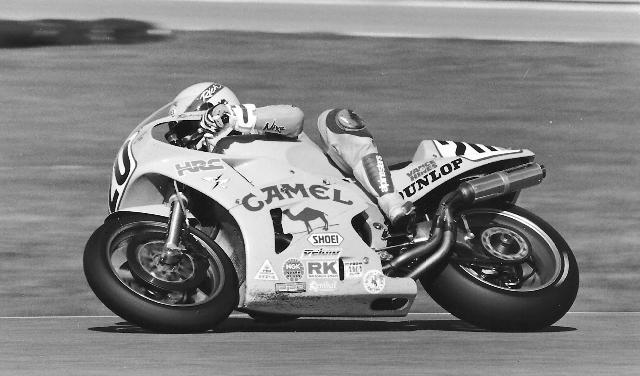 Rich Arnaiz taking practice laps in the CCS races that opened Bike Week in 1991. Just after this photo was taken Arnaiz suffered a nasty crash coming out of the chicane that mangled his left hand. It looked to jeopardize his chances of racing in the Daytona 200 the following weekend, but in spite of the injury he finished fourth in that year’s race. (Larry Lawrence photo)