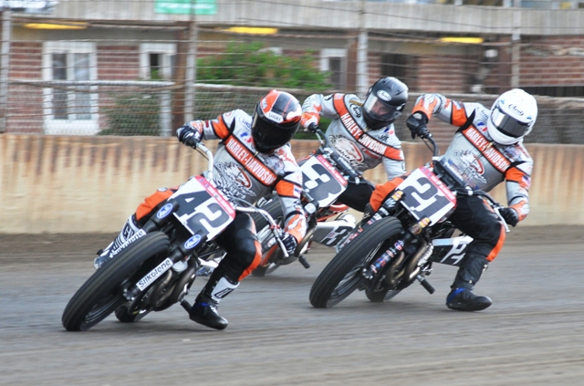 H-D Wrecking Crew They're no more, but the former members of the Harley-Davidson Wrecking crew - Bryan Smith (42), Jared Mees (21) and Joe Kopp (3) - will be out trying to do damage this weekend in Springfield, Illinois, at the doubleheader Springfield TT and Springfield Mile. (Larry Lawrence photo)