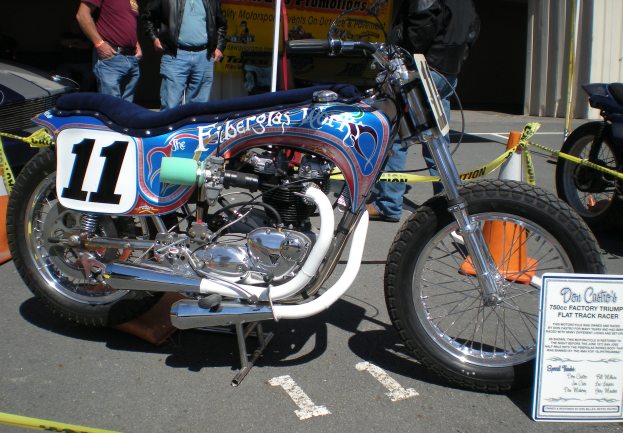 Castro streamliner-sm Don Castro’s 1972 Triumph flat track bike, which featured streamlined bodywork. The AMA banned the motorcycle for breaking the slipstreaming rule. The bike was restored and owned today by Don Miller of Metro Racing. (Larry Lawrence photo)