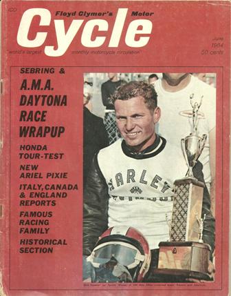Cycle - June 1964 Cycle Magazine - June 1964 issue with Daytona 250cc road race winner Dick Hammer on the cover.