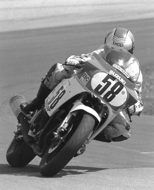 James, Jamie - GSXR Cup Jamie James racing his Suzuki GSXR in a WERA event at Grattan Raceway probably in 1987 or so. Jamie, one of the nicest guys you’d ever meet, traveled the country chasing Suzuki contingency money. (Larry Lawrence photo)
