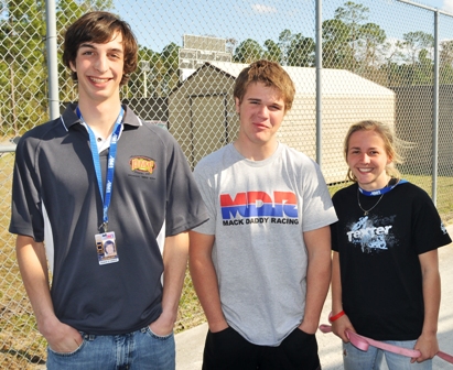 Three of the brightest young stars in AMA Flat Track racing today - (left to right) Brandon Robinson, Matt Weidman and Shayna Texter, shown here at Daytona in 2009. (Larry Lawrence photo)
