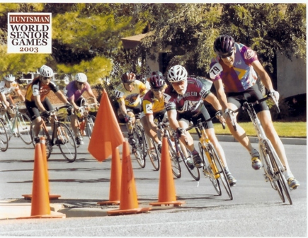 Axthelm bike race in 2nd Walt still on two wheels these days, but now it's bicycles. Here he runs second in the 2003 Senior Games.