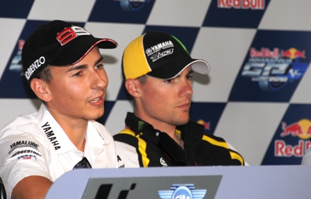 Lorenzo and Spies Jorge Lorenzo (left) and Ben Spies will be teammates on Fiat Yamaha next season. Lorenzo is happy with his new position on the team as lead rider, while the pressure will suddenly be on Spies to finish consistently on the podium. (Larry Lawrence photo)
