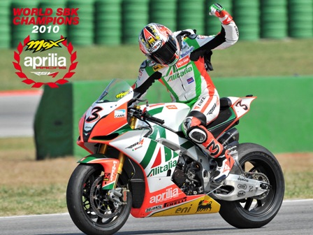 Max Biaggi and Aprilia both took their first World Superbike Championship Sunday.