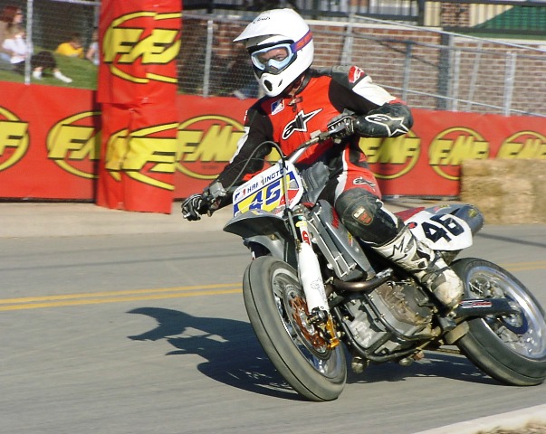 Harrington, Jeff Jeff Harrington races a Vertemati SR570 at the Columbus Supermoto in October of 2003. (Larry Lawrence photo)