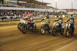 AMA Pro Racing Grand National Mile Riders looking for points and cash will let it rip in the 4 lap Dash. Chris Carr put together 4 laps that had the entire crowd on their feet. Going into turn 3 on the last lap Carr went high to square off turn 4 for a draft pass at the finish...and it worked perfect!