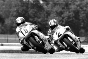 Petersen - D'Aluisio Southwest Motorsports teammates Robbie Petersen (16) and Chris D’Aluisio (2) had a great battle in the WERA Formula 2 race at Indianapolis Raceway Park (now called O’Reilly Raceway Park) back in a WERA National Series race in 1992. D’Aluisio won with a late-race pass on Petersen. (Larry Lawrence photo)