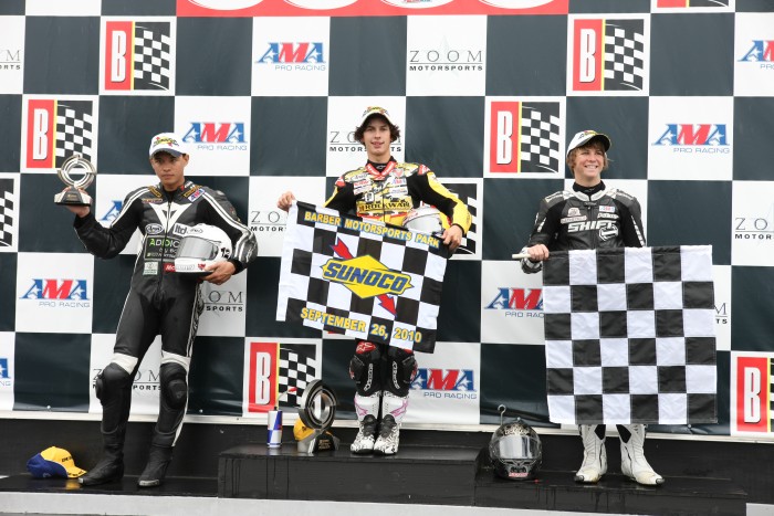rockwall1 .D. Beach (center) staked his claim as the nation's fastest AMA Pro SuperSport competitor.