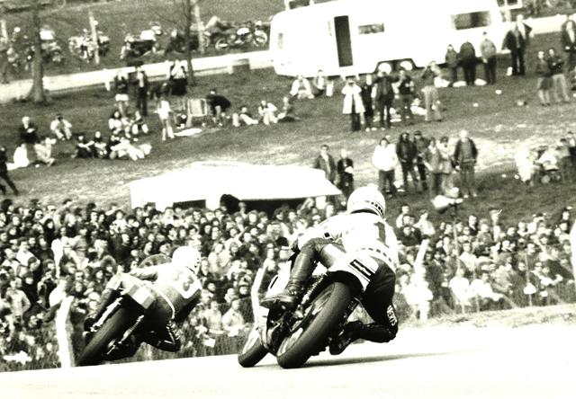 American team captain Kenny Roberts chases British team member Paul Smart at Brands Hatch during the 1974 Transatlantic Match Races. That year was one of the closest Match Race in the history of the popular racing series. The Brits beat the Yanks by just 15 points after six races. (The Jim Greening Collection)