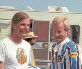 Ritter 3 Two of the biggest AMA Superbike stars of the 1970s - Paul Ritter (t-shirt) and Cook Nelson.