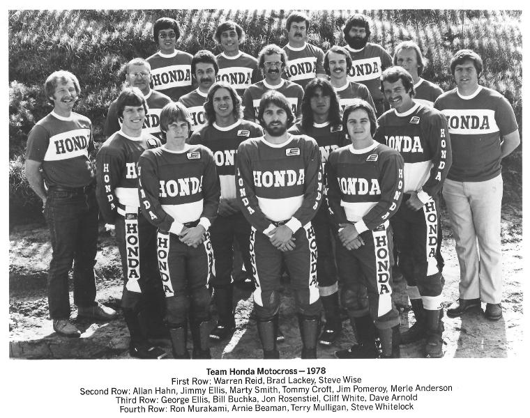 Honda's full motocross squad in 1978.