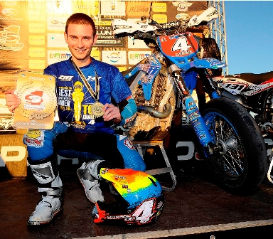 Thomas_Chareyre_Podium-sm Chicken Hawk Racing- and TM Factory-Sponsored 2010 World Supermoto S1 Champion Thomas Chareyre