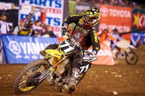 Dodger 4 Rockstar Energy Suzuki’s Ryan Morais locked in an impressive third place finish last weekend which boosted him up to third place in the Supercross Lites class points standings. (Photo Credit: Hoppenworld.com)