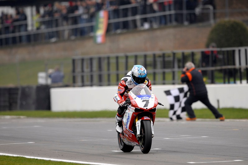 Donington_Checa_finish Carlos Checa leaves Donington with the World Superbike points lead.