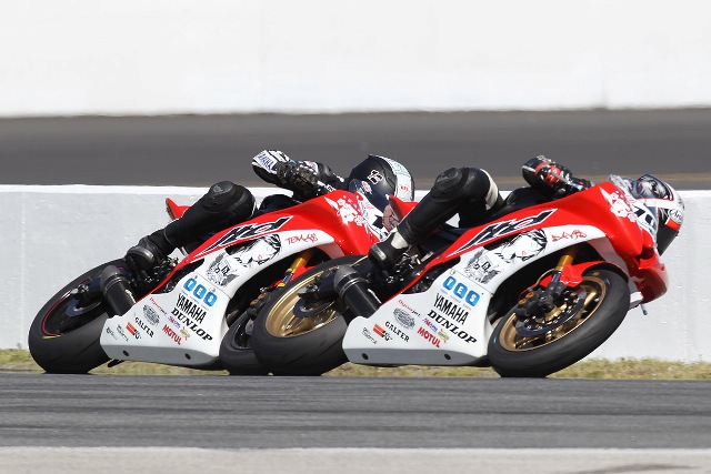 LTDsat3-SM David Gaviria won his first ever AMA Pro SuperSport race on Sunday, leading an LTD Racing sweep of the Daytona AMA Pro SuperSport races. Gaviria, who finished third on Friday, passed teammate Tomas Puerta just before the finish line to win an exciting ten-lap AMA Pro Motorcycle-SuperStore.com race.
