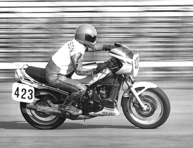 Johnson, Todd - IRP '86 Todd Johnson races his Yamaha RZ350 during a WERA D Superbike race at Indianapolis Raceway Park in 1986. (Larry Lawrence photo)