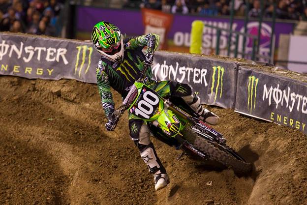 slcsx3 Josh Hansen sits just three points behind teammate Broc Tickle heading into the penultimate race of the Western Regional Supercross Lites class championship. (Photo Credit: Hoppenworld.com)